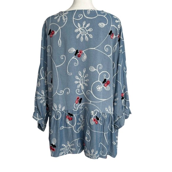 Ana & Rose Cherry Floral Embroidered Peplum Tunic Top NWT (2X) - Picture 4 of 14